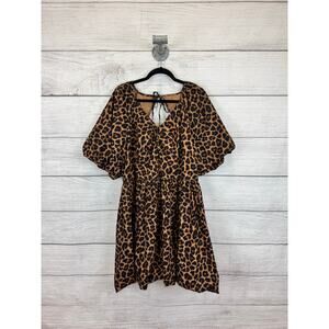Time & Tru Plus Size Cheetah Print Puff Sleeve Mini Dress Size XXXL